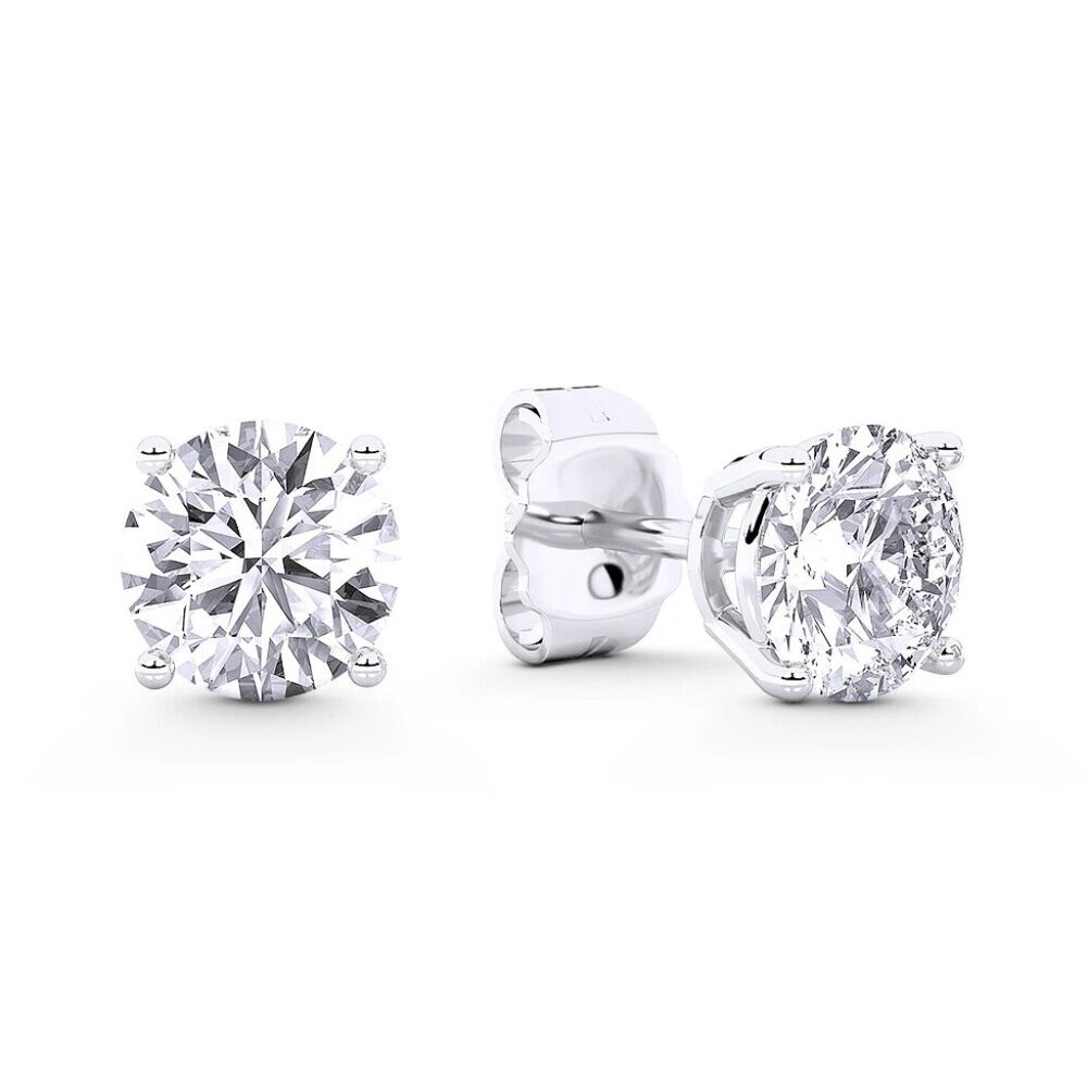 4.00ct Lab Grown Diamond Round Brilliant 4-Prong Stud Earrings in 14k White Gold